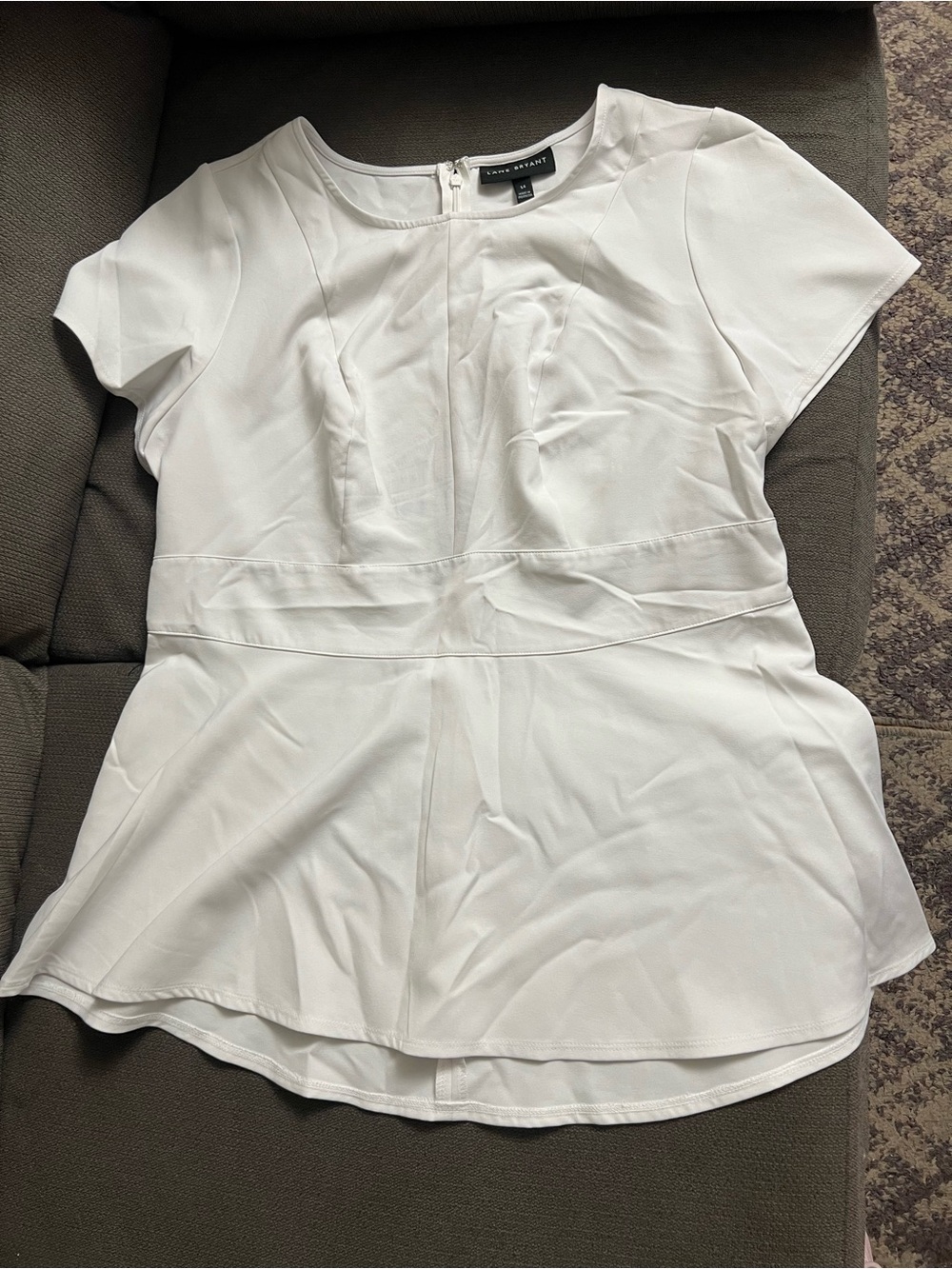 Lane Bryant White Short-Sleeve Peplum Top